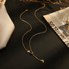 Wholesale Women's 14K Gold Plated Diamond Star Moon Titanium Steel Pendant Necklace