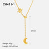 Wholesale Women's 14K Gold Plated Diamond Star Moon Titanium Steel Pendant Necklace