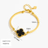 Wholesale Women's 18K Gold Plated Fourleaf Clover Titanium Steel Bracelet With Red Agate And Motherofpearl