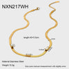 Wholesale Women's 18K Gold Plated Geometric Stainless Steel Zircon Flat Snake Chain Necklace