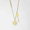 Wholesale Women's 24K Gold Plated Geometric Titanium Steel Round Pendant Clavicle Chain Necklace