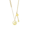 Wholesale Women's 24K Gold Plated Geometric Titanium Steel Round Pendant Clavicle Chain Necklace