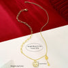 Wholesale Women's 24K Gold Plated Geometric Titanium Steel Round Pendant Clavicle Chain Necklace
