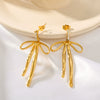 Wholesale Women's 18K Gold Plated Stainless Steel Bow Pendant Earrings With Geometric Styling And Electroplating Treatment