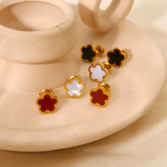 Wholesale Women's 18K Gold Plated Stainless Steel Flower Earrings