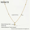 Wholesale Women's 18K Gold Plated Stainless Steel Geometric Mini Cross Pendant Necklace With Oshaped Chain