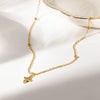 Wholesale Women's 18K Gold Plated Stainless Steel Geometric Mini Cross Pendant Necklace With Oshaped Chain