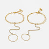Wholesale Women's 18K Gold Plated Stainless Steel Geometric Star Tennis Chain Wrist Chain Fingerlinked Bracelet Jewelry