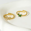 Wholesale Women's 18K Gold Plated Stainless Steel Ring With Inlaid Zircon And Butterfly Zodiac Pattern