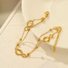 Wholesale Women's 18K Gold Plated Stainless Steel 8Shaped Doublelayer Bracelet With Letter Number Text Design
