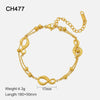 Wholesale Women's 18K Gold Plated Stainless Steel 8Shaped Doublelayer Bracelet With Letter Number Text Design