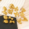Wholesale Women's 18K Gold Plated Titanium Steel Heart Shape Bow Hammer Pattern Earrings