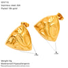 Wholesale Women's 18K Gold Plated Titanium Steel Heart Shape Bow Hammer Pattern Earrings