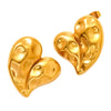 Wholesale Women's 18K Gold Plated Titanium Steel Heart Shape Bow Hammer Pattern Earrings