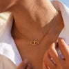 Wholesale Women's 18K Gold Real Gold Plated Geometric Hollow Stainless Steel Pendant Necklace With Cross Chain