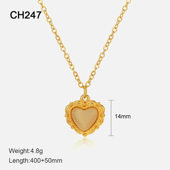 Wholesale Women's 14K Goldplated Heartshaped Pearl Clavicle Necklace Made Of Titanium Steel And Stainless Steel