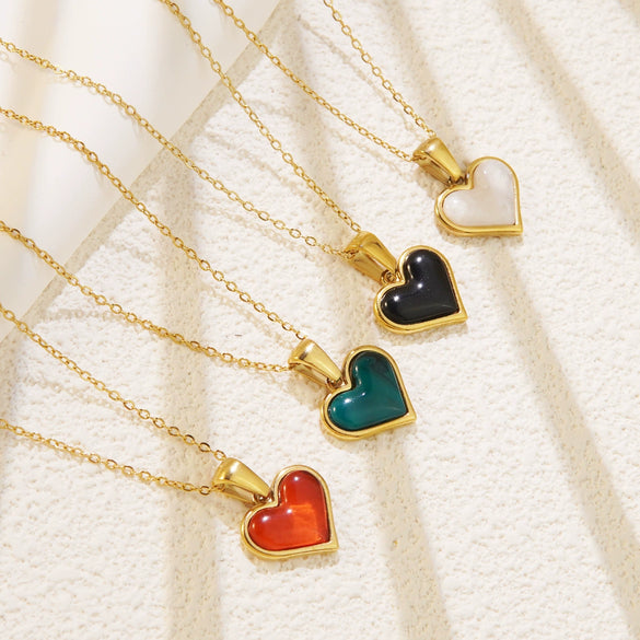 Wholesale Women's 18K Goldplated Light Luxury Heartshaped Stainless Steel Pendant Necklace