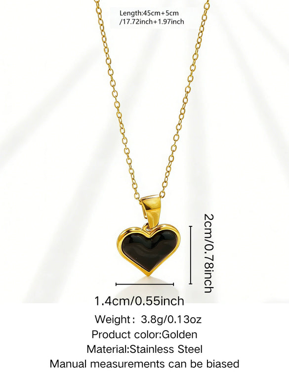 Wholesale Women's 18K Goldplated Light Luxury Heartshaped Stainless Steel Pendant Necklace