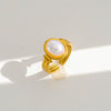 Wholesale Women's 18K Goldplated Stainless Steel Geometric Gemstone Open Ring Stackable Niche Design
