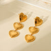 Wholesale Women's 18K Goldplated Stainless Steel Geometric Heart Love Tassel Threelayer Trim Earrings