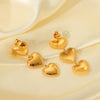 Wholesale Women's 18K Goldplated Stainless Steel Geometric Heart Love Tassel Threelayer Trim Earrings