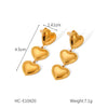 Wholesale Women's 18K Goldplated Stainless Steel Geometric Heart Love Tassel Threelayer Trim Earrings