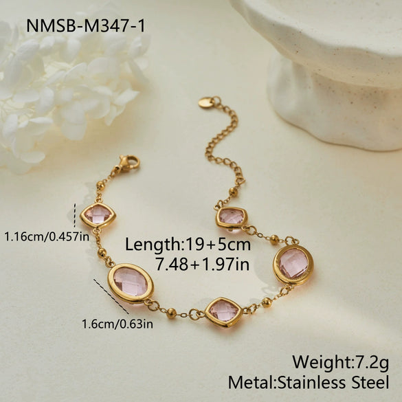 Wholesale Women's 18K Goldplated Stainless Steel Geometric Pattern Beaded Chain Bracelet