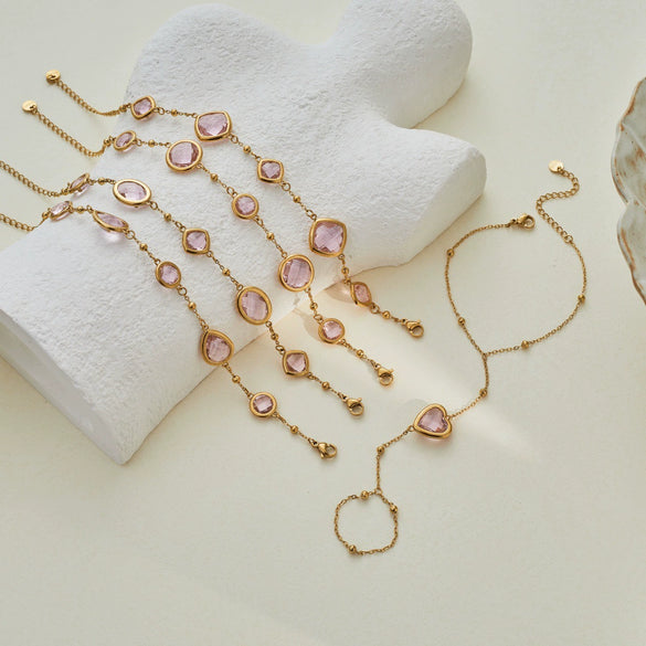Wholesale Women's 18K Goldplated Stainless Steel Geometric Pattern Beaded Chain Bracelet