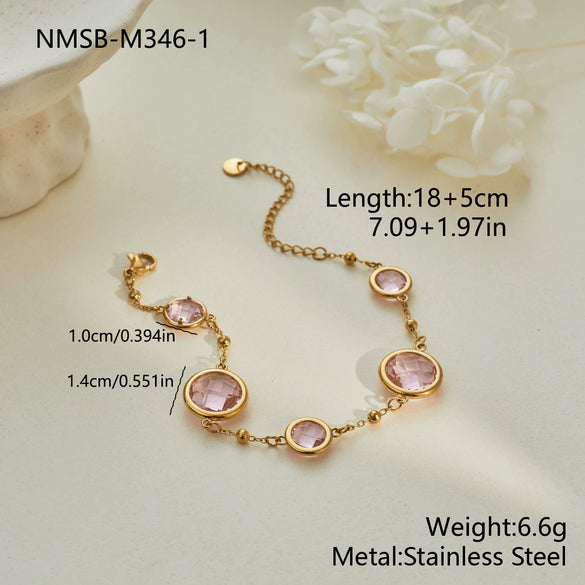 Wholesale Women's 18K Goldplated Stainless Steel Geometric Pattern Beaded Chain Bracelet