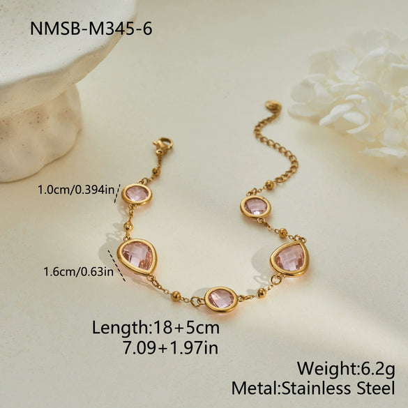 Wholesale Women's 18K Goldplated Stainless Steel Geometric Pattern Beaded Chain Bracelet