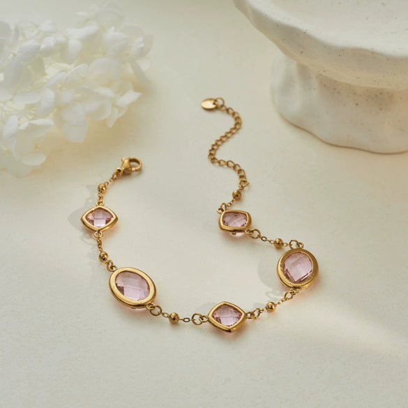 Wholesale Women's 18K Goldplated Stainless Steel Geometric Pattern Beaded Chain Bracelet