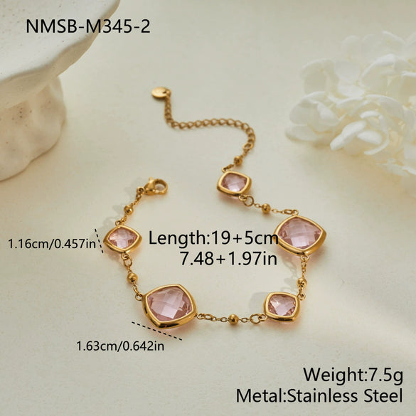 Wholesale Women's 18K Goldplated Stainless Steel Geometric Pattern Beaded Chain Bracelet
