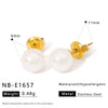 Wholesale Women's 18K Goldplated Stainless Steel Pearl Earrings With Vacuum Plating 18K In Furnace Ins Style Minimalist Design