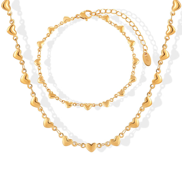 Wholesale Women's 18K Real Gold Plated Geometric Heartshaped Clavicle Necklace With Irregular Chain