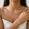 Wholesale Women's 18K Real Gold Plated Geometric Heartshaped Clavicle Necklace With Irregular Chain