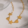 Wholesale Women's 18K Real Gold Plated Heartshaped Pendant Necklace With Paper Clip Chain In Sweet And Cool Style