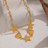 Wholesale Women's 18K Real Gold Plated Heartshaped Pendant Necklace With Paper Clip Chain In Sweet And Cool Style