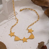 Wholesale Women's 18K Real Gold Plated Heartshaped Pendant Necklace With Paper Clip Chain In Sweet And Cool Style