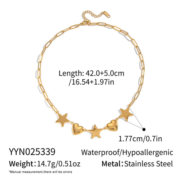 Wholesale Women's 18K Real Gold Plated Heartshaped Pendant Necklace With Paper Clip Chain In Sweet And Cool Style