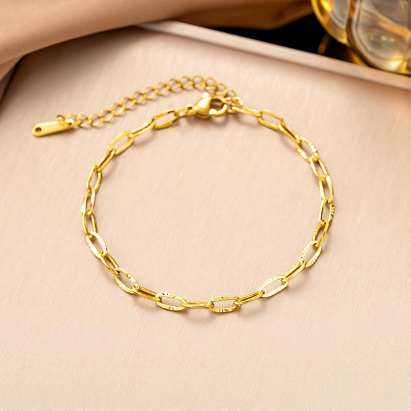 Wholesale Women's 18K Real Gold Plated Titanium Steel Stainless Steel Geometric Cross Pattern Necklace Bracelet With Sweet And Cool Style