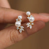 Wholesale Women's Lady Geometric Style Imitation Pearl Copper Zirconia Earrings