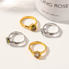 Wholesale Women's Lava Texture Water Drop Zircon 18K Goldplated Stainless Steel Ring