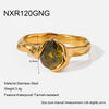 Wholesale Women's Lava Texture Water Drop Zircon 18K Goldplated Stainless Steel Ring