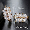Wholesale Women's Leaf Pattern Copper Zircon Earrings