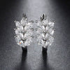 Wholesale Women's Leaf Pattern Copper Zircon Earrings