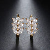 Wholesale Women's Leaf Pattern Copper Zircon Earrings