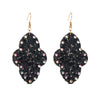 Wholesale Women's Leather Geometric Earrings With Diamond Sequins And Retro Style