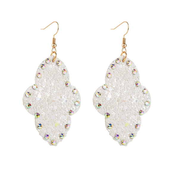 Wholesale Women's Leather Geometric Earrings With Diamond Sequins And Retro Style