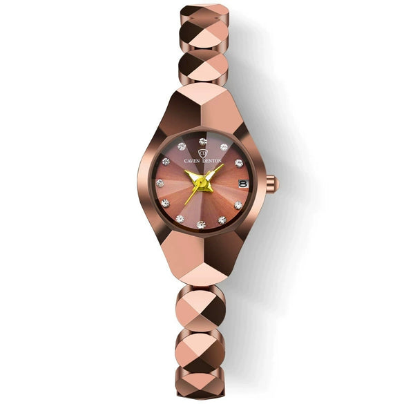 Wholesale Women's Leisure Quartz Watch With Luminous Waterproof Calendar Round Dial Stainless Steel Jewelry Buckle Alloy Strap And Case Mineral Reinforced Glass Mirror