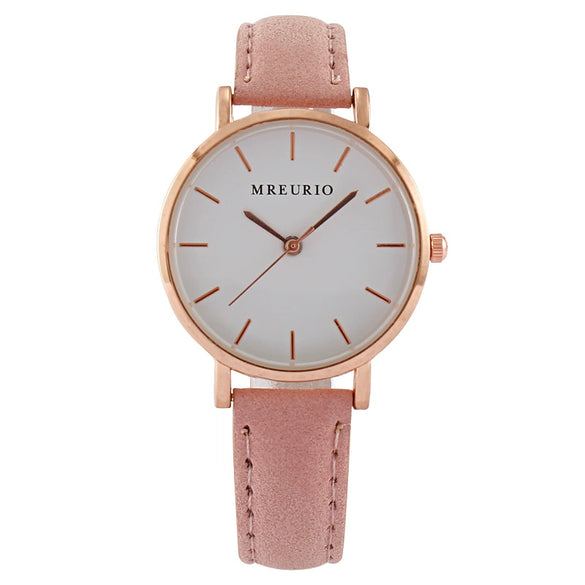 Wholesale Women's Leisure Quartz Watch With Metal Case Imitation Leather Strap And Round Dial
